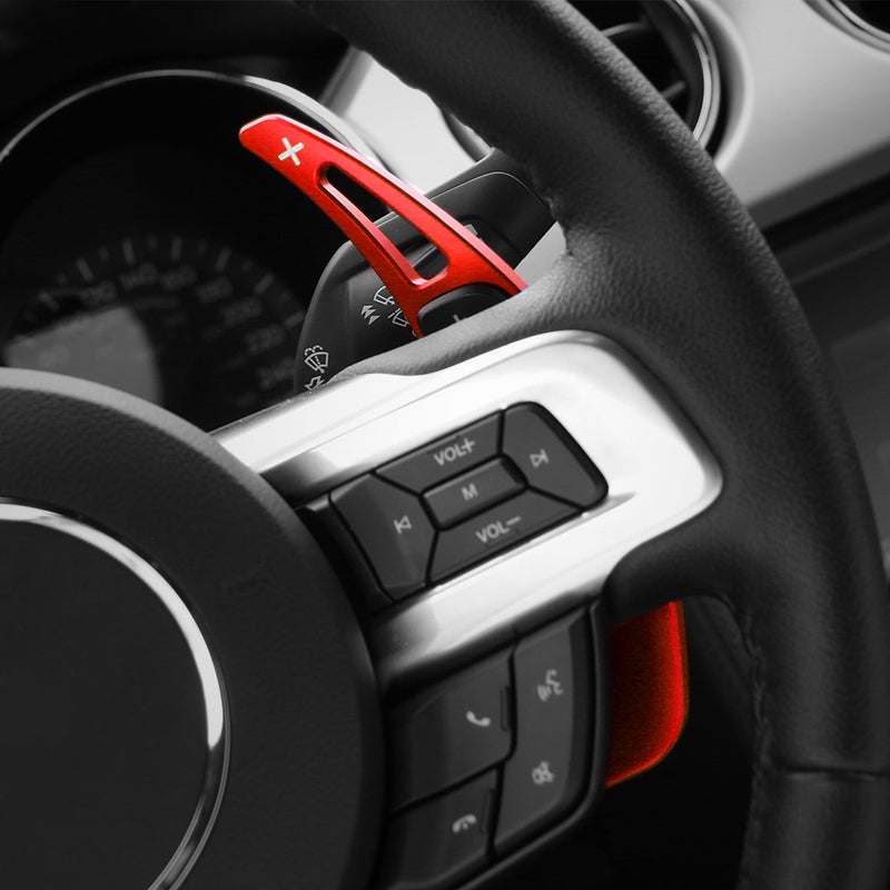 Voodonala Red Steering Wheel Shift Paddle Shifter Trim Cover for Ford Mustang 2015+(2pcs/set) - Image 3